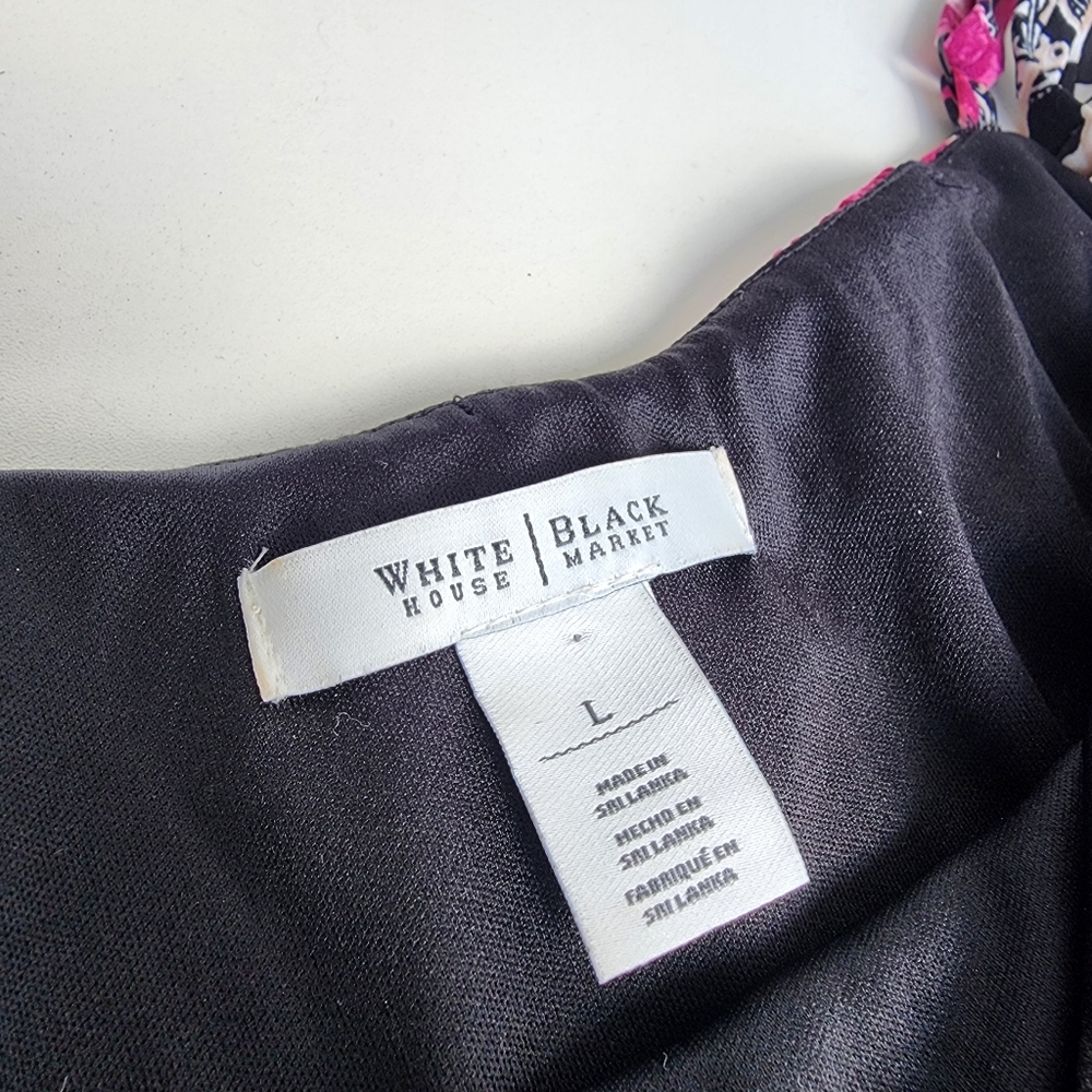 White House Black Market Maxi Dress Sleeveless White Pink WHBM Stretch Jersey L - Picture 9 of 13